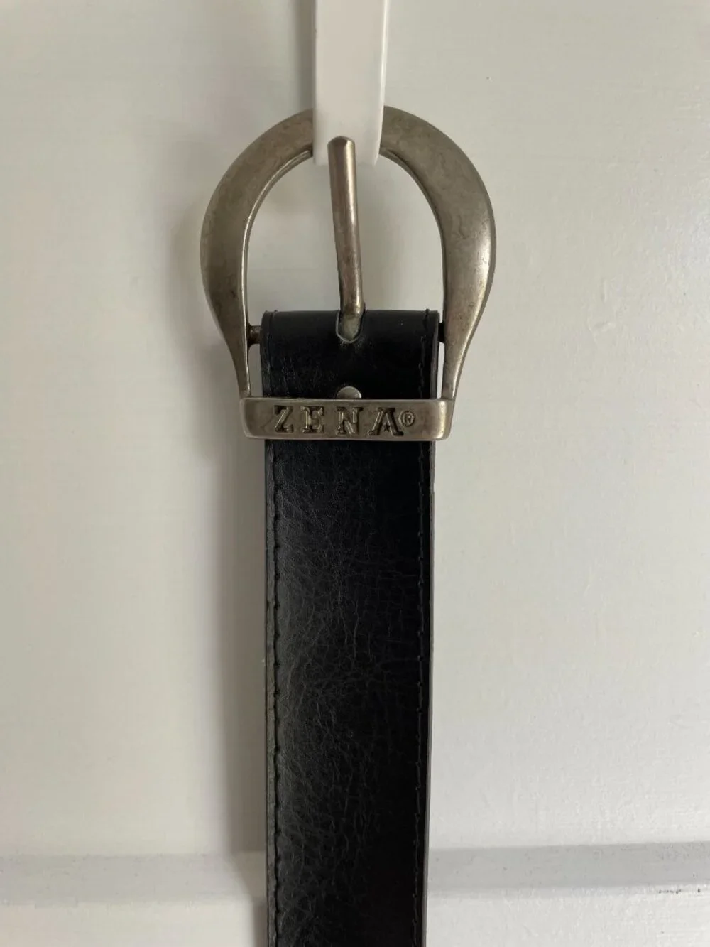 Vintage 80s 90s ZENA Black Genuine Leather Belt Silver Boho Western Chunky